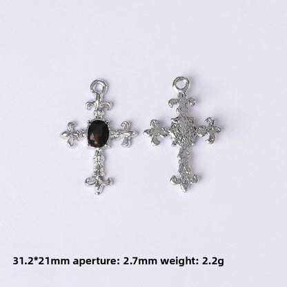 Dark Series Vintage Heart-shaped Cross Bow Pendant Necklace Earrings Zinc Alloy DIY Jewelry Accessories Black And Red