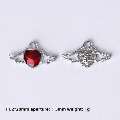 Dark Series Vintage Heart-shaped Cross Bow Pendant Necklace Earrings Zinc Alloy DIY Jewelry Accessories Black And Red