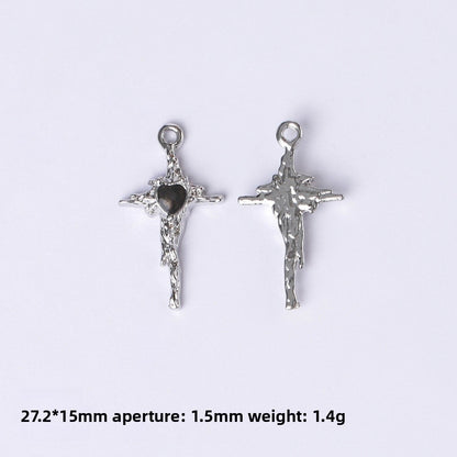 Dark Series Vintage Heart-shaped Cross Bow Pendant Necklace Earrings Zinc Alloy DIY Jewelry Accessories Black And Red