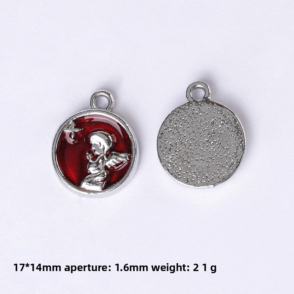 Dark Series Vintage Heart-shaped Cross Bow Pendant Necklace Earrings Zinc Alloy DIY Jewelry Accessories Black And Red
