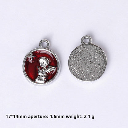 Dark Series Vintage Heart-shaped Cross Bow Pendant Necklace Earrings Zinc Alloy DIY Jewelry Accessories Black And Red