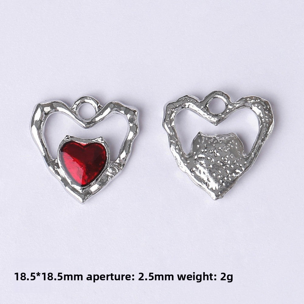 Dark Series Vintage Heart-shaped Cross Bow Pendant Necklace Earrings Zinc Alloy DIY Jewelry Accessories Black And Red