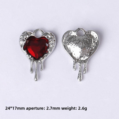 Dark Series Vintage Heart-shaped Cross Bow Pendant Necklace Earrings Zinc Alloy DIY Jewelry Accessories Black And Red