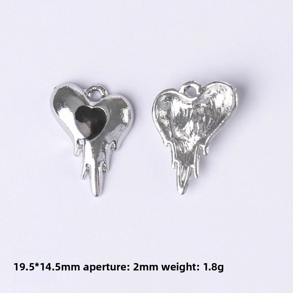 Dark Series Vintage Heart-shaped Cross Bow Pendant Necklace Earrings Zinc Alloy DIY Jewelry Accessories Black And Red