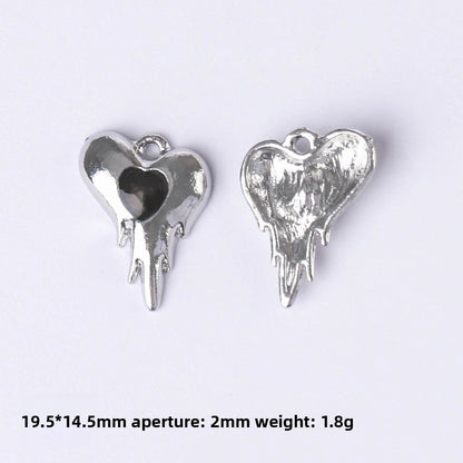 Dark Series Vintage Heart-shaped Cross Bow Pendant Necklace Earrings Zinc Alloy DIY Jewelry Accessories Black And Red