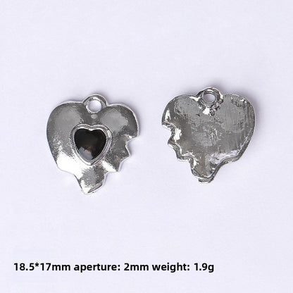 Dark Series Vintage Heart-shaped Cross Bow Pendant Necklace Earrings Zinc Alloy DIY Jewelry Accessories Black And Red
