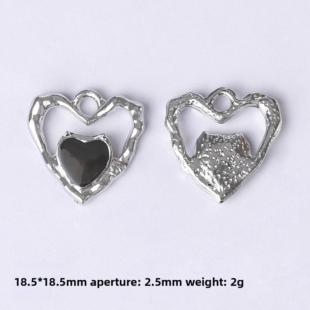 Dark Series Vintage Heart-shaped Cross Bow Pendant Necklace Earrings Zinc Alloy DIY Jewelry Accessories Black And Red