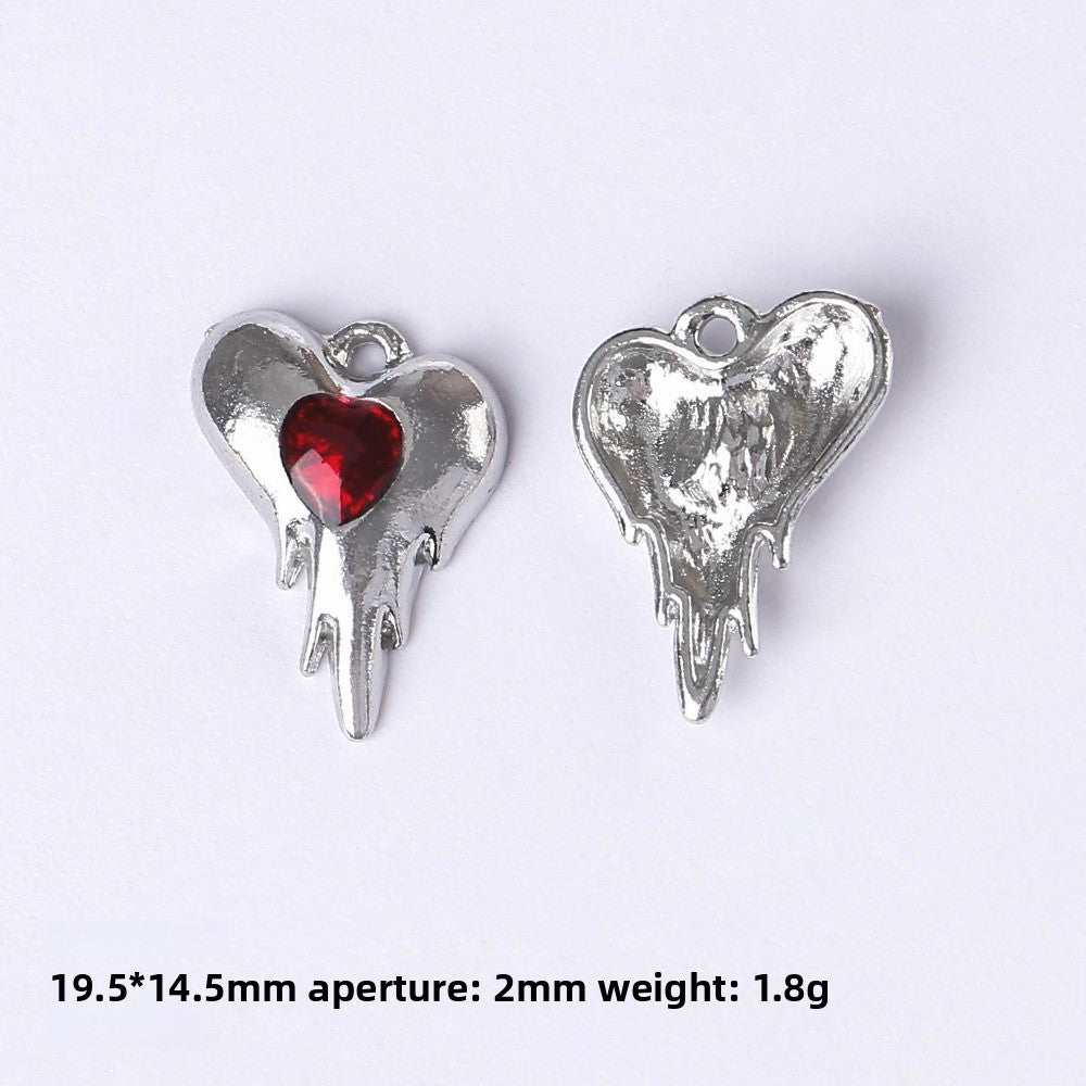 Dark Series Vintage Heart-shaped Cross Bow Pendant Necklace Earrings Zinc Alloy DIY Jewelry Accessories Black And Red