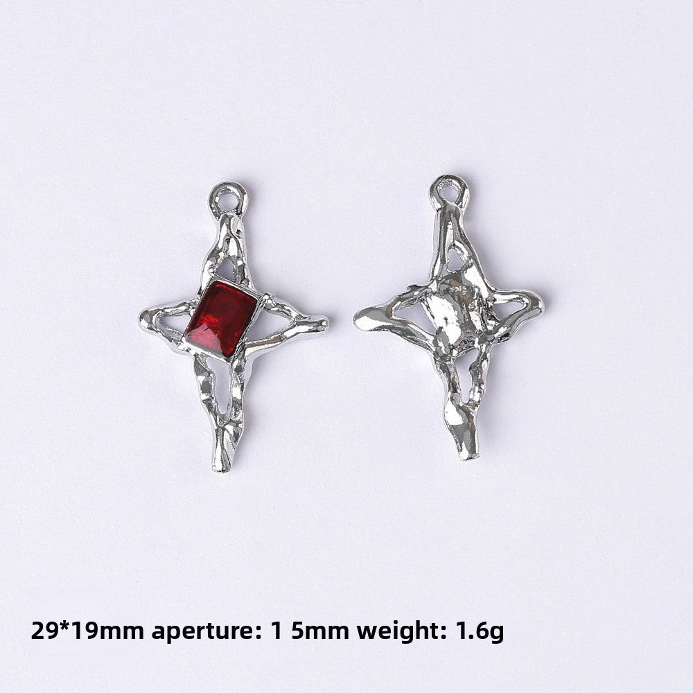 Dark Series Vintage Heart-shaped Cross Bow Pendant Necklace Earrings Zinc Alloy DIY Jewelry Accessories Black And Red