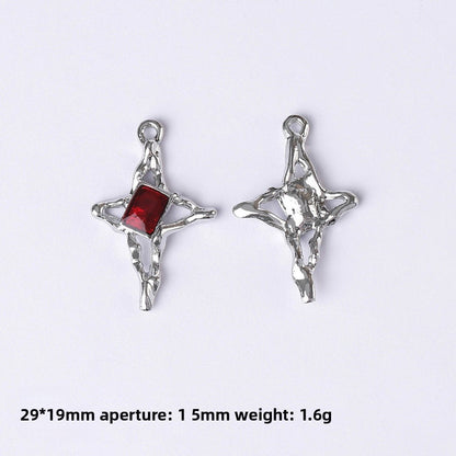 Dark Series Vintage Heart-shaped Cross Bow Pendant Necklace Earrings Zinc Alloy DIY Jewelry Accessories Black And Red