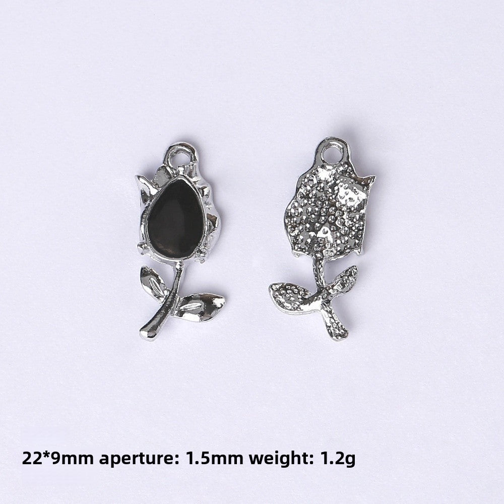 Dark Series Vintage Heart-shaped Cross Bow Pendant Necklace Earrings Zinc Alloy DIY Jewelry Accessories Black And Red