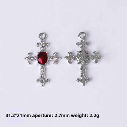 Dark Series Vintage Heart-shaped Cross Bow Pendant Necklace Earrings Zinc Alloy DIY Jewelry Accessories Black And Red