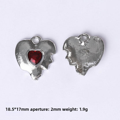Dark Series Vintage Heart-shaped Cross Bow Pendant Necklace Earrings Zinc Alloy DIY Jewelry Accessories Black And Red