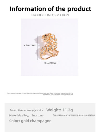 Lion Elephant Alloy Brooch With Inlaid Diamonds Clothing Accessory Animal Shape Lapel Pin