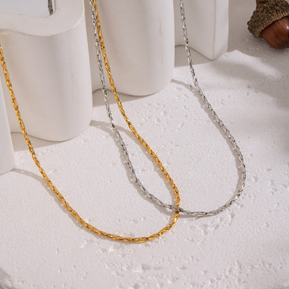 Summer Ling Simple Stainless Steel Snake Bone Chain Necklace Vacuum Electroplated 18K Gold Titanium Steel Pendant Women's Jewelry