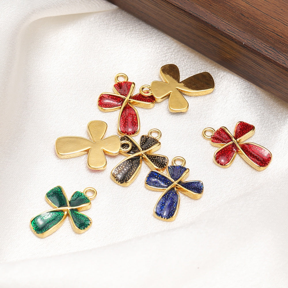 Gold Stainless Steel Cross Pendant DIY Design Necklace Sweater Chain Bracelet Jewelry Accessories Cross Oil Drop Craft