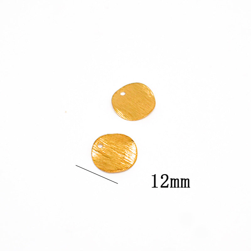 Bronze Frosted Wave Round Half Round Water Drop Heart Diamond Pendant Earrings DIY Jewelry Accessories Yellow Grid Polished