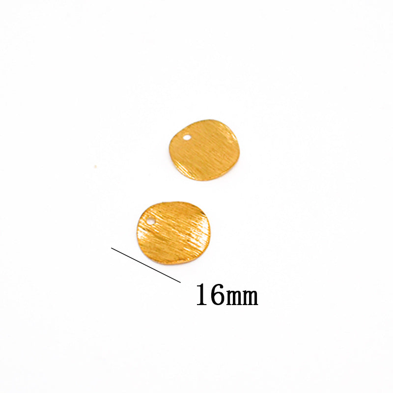 Bronze Frosted Wave Round Half Round Water Drop Heart Diamond Pendant Earrings DIY Jewelry Accessories Yellow Grid Polished