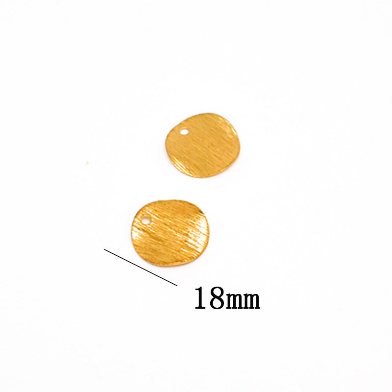 Bronze Frosted Wave Round Half Round Water Drop Heart Diamond Pendant Earrings DIY Jewelry Accessories Yellow Grid Polished