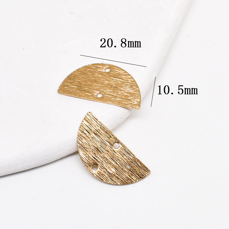 Bronze Frosted Wave Round Half Round Water Drop Heart Diamond Pendant Earrings DIY Jewelry Accessories Yellow Grid Polished