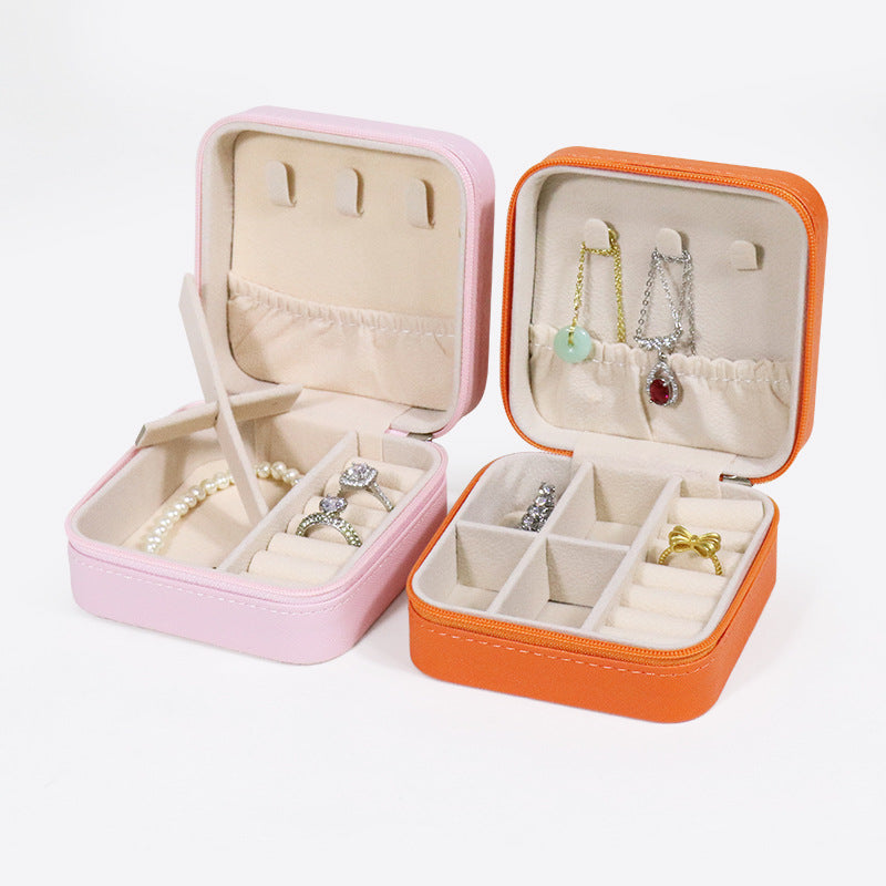 Plastic Jewelry Box With Zipper Closure In Orange Featuring Hot Stamping, 1 Piece