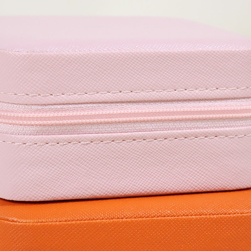 Plastic Jewelry Box With Zipper Closure In Orange Featuring Hot Stamping, 1 Piece