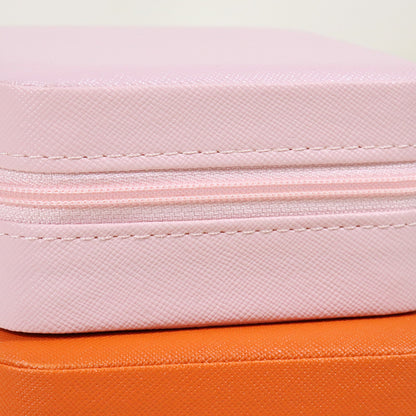 Plastic Jewelry Box With Zipper Closure In Orange Featuring Hot Stamping, 1 Piece