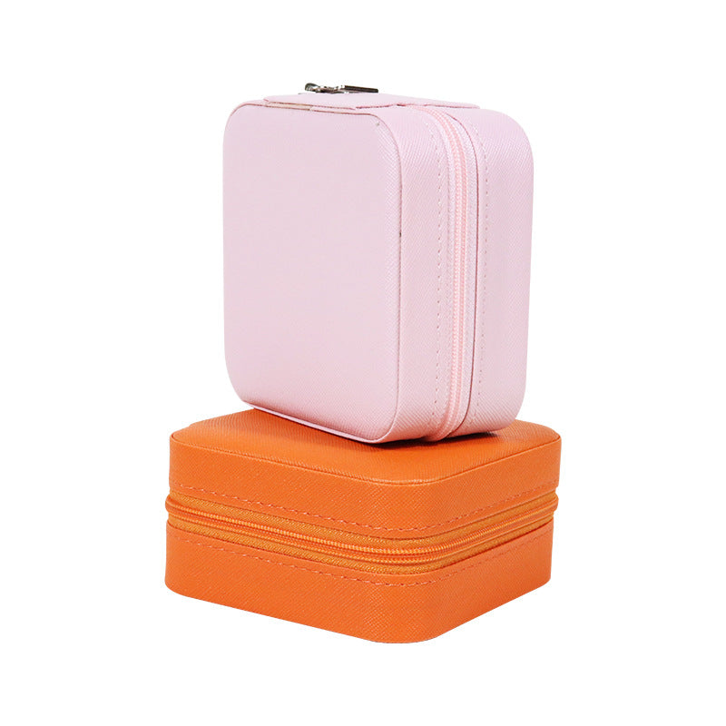 Plastic Jewelry Box With Zipper Closure In Orange Featuring Hot Stamping, 1 Piece