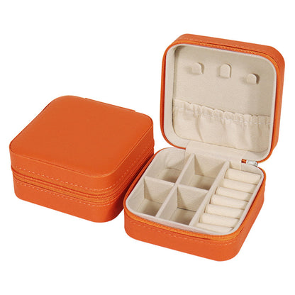 Plastic Jewelry Box With Zipper Closure In Orange Featuring Hot Stamping, 1 Piece