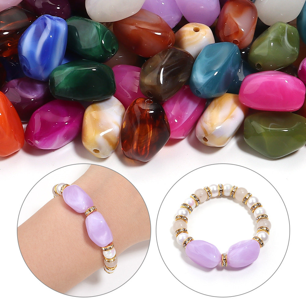 Irregular Two-tone Cloud Beads Large Hole Faux Stone Bracelet Phone Chain DIY Beading Material Kit Light Gray Coffee Color