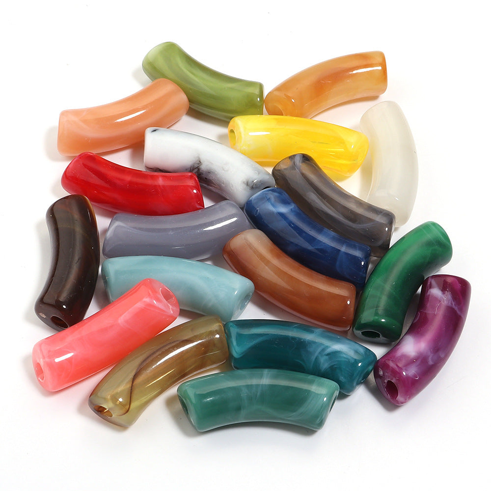 Multi-color Semi-transparent Two-color Gradient Cloud Curved Tube Scattered Beads DIY Bracelet Necklace Jewelry Accessories