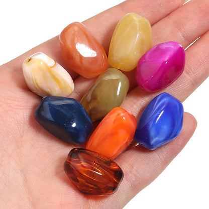 Irregular Two-tone Cloud Beads Large Hole Faux Stone Bracelet Phone Chain DIY Beading Material Kit Light Gray Coffee Color