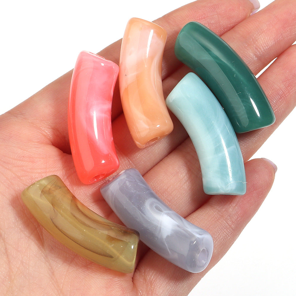 Multi-color Semi-transparent Two-color Gradient Cloud Curved Tube Scattered Beads DIY Bracelet Necklace Jewelry Accessories