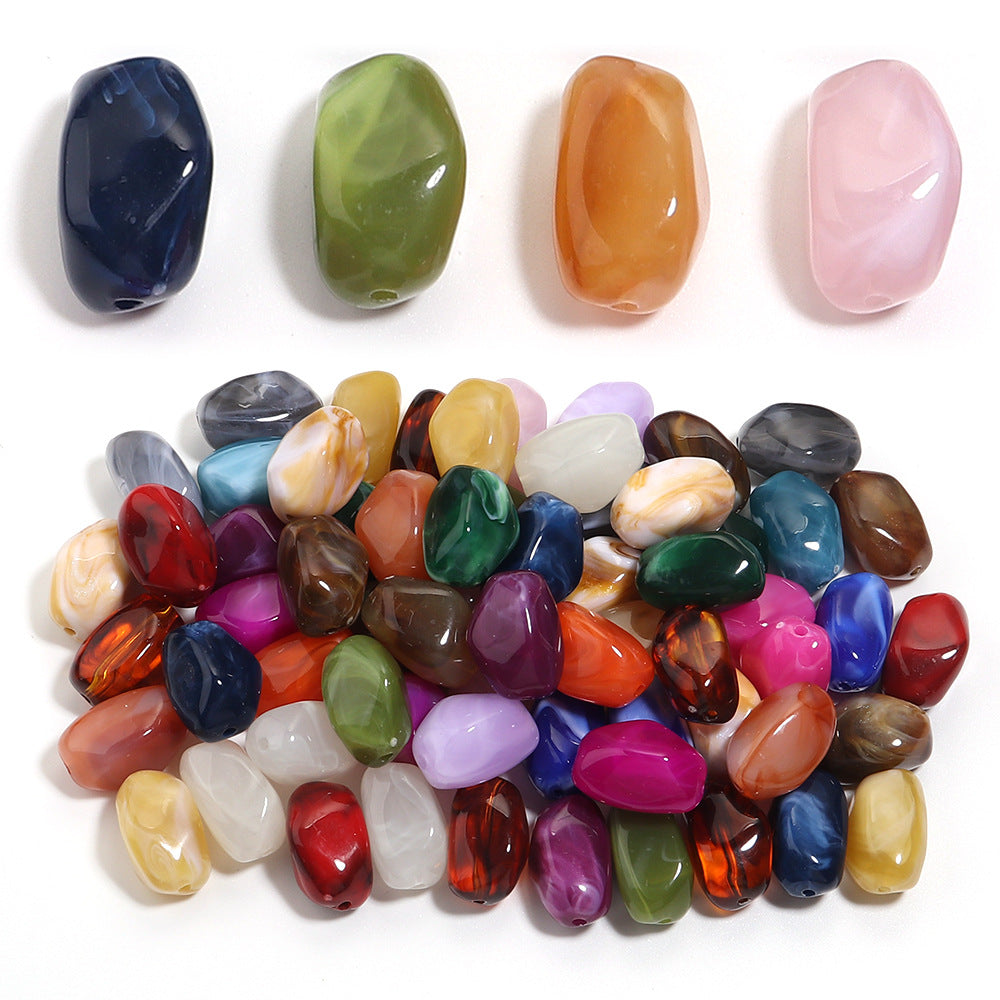 Irregular Two-tone Cloud Beads Large Hole Faux Stone Bracelet Phone Chain DIY Beading Material Kit Light Gray Coffee Color