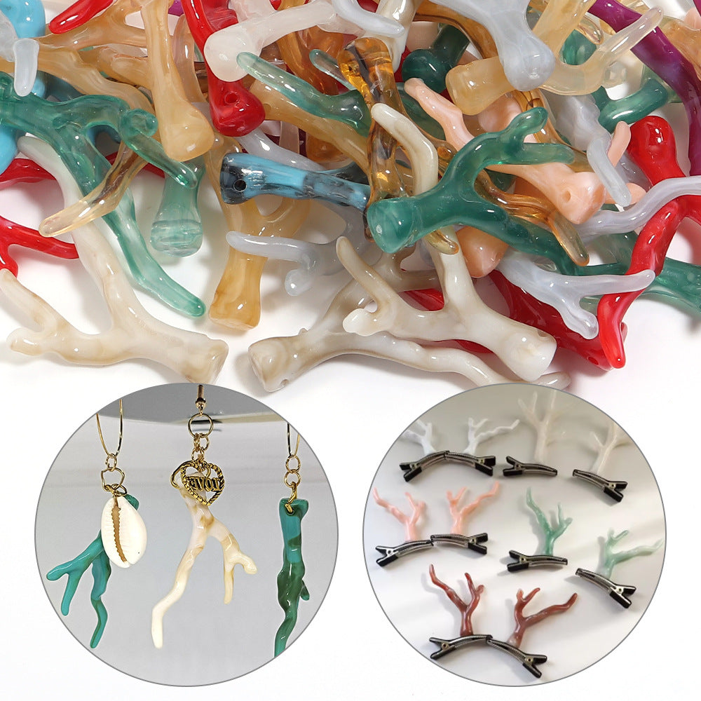 Acrylic Resin Coral Branch Antlers Ancient Style Hair Accessories Necklace Jewelry Accessories Pendant Suitable For DIY Handmade