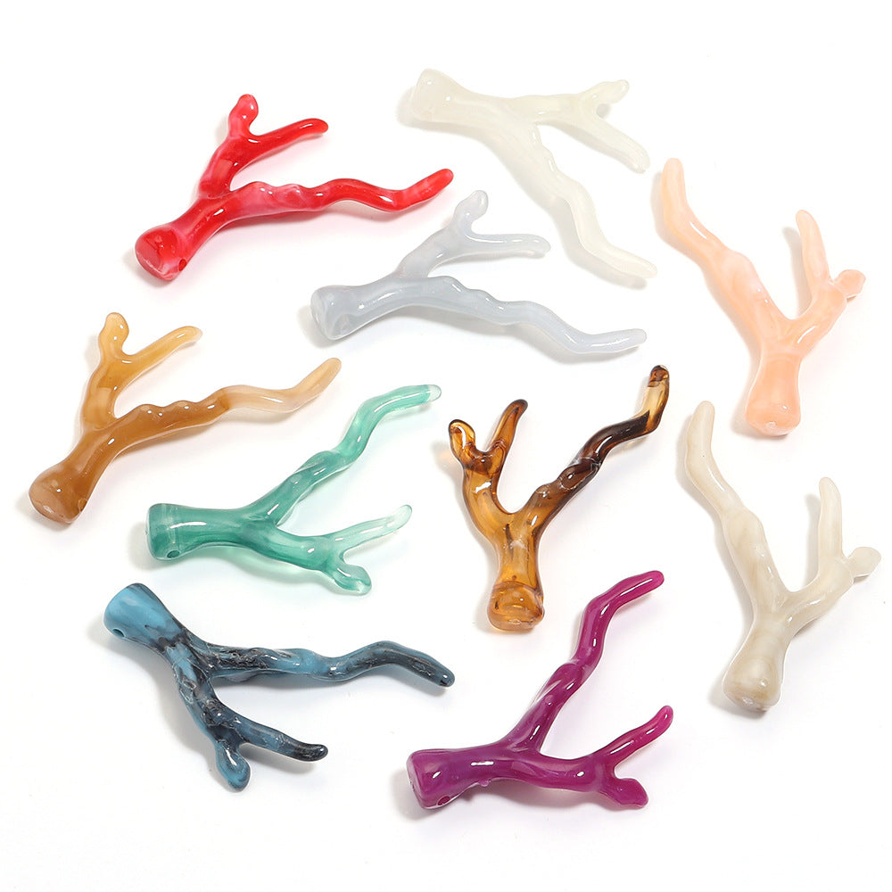Acrylic Resin Coral Branch Antlers Ancient Style Hair Accessories Necklace Jewelry Accessories Pendant Suitable For DIY Handmade