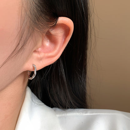 Small Diamond Inlaid Gold And Silver Color Round Earrings For Women Vintage Stud Earrings