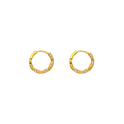 Small Diamond Inlaid Gold And Silver Color Round Earrings For Women Vintage Stud Earrings