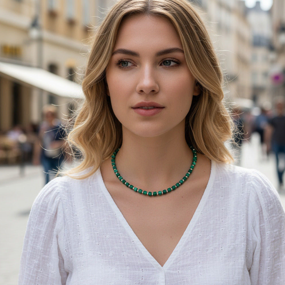 Bohemian Design Lapis Lazuli Bead Necklace Geometric Simple Women's Jewelry Accessory