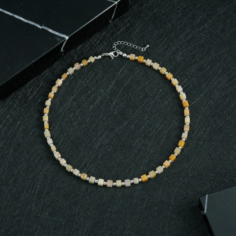 Bohemian Design Lapis Lazuli Bead Necklace Geometric Simple Women's Jewelry Accessory