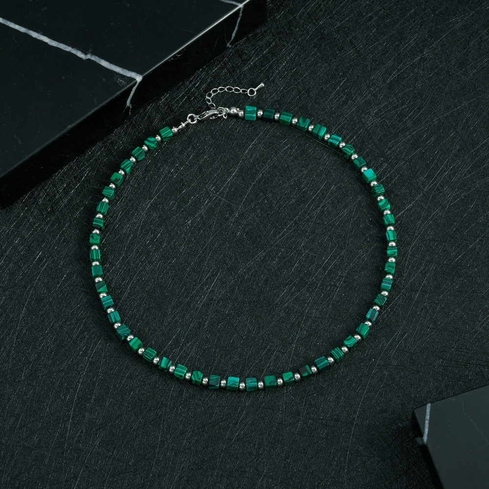 Bohemian Design Lapis Lazuli Bead Necklace Geometric Simple Women's Jewelry Accessory