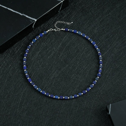Bohemian Design Lapis Lazuli Bead Necklace Geometric Simple Women's Jewelry Accessory