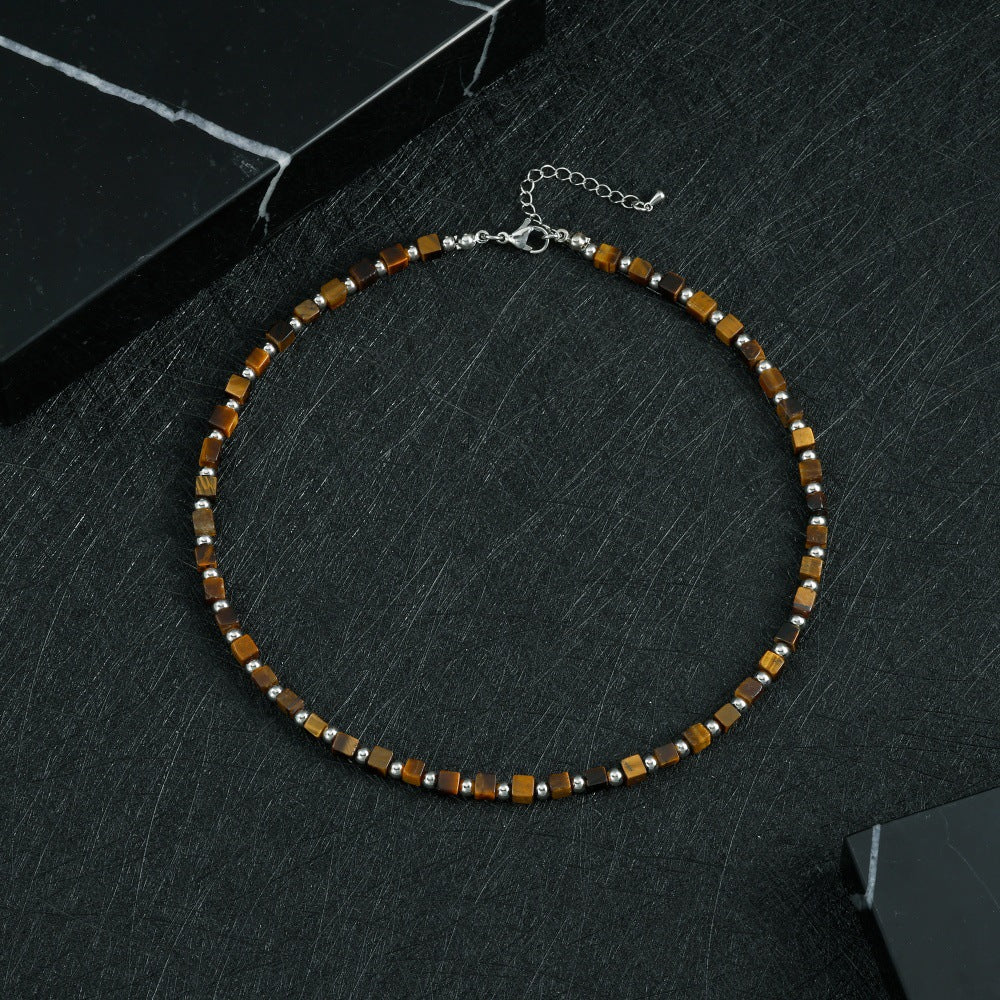 Bohemian Design Lapis Lazuli Bead Necklace Geometric Simple Women's Jewelry Accessory