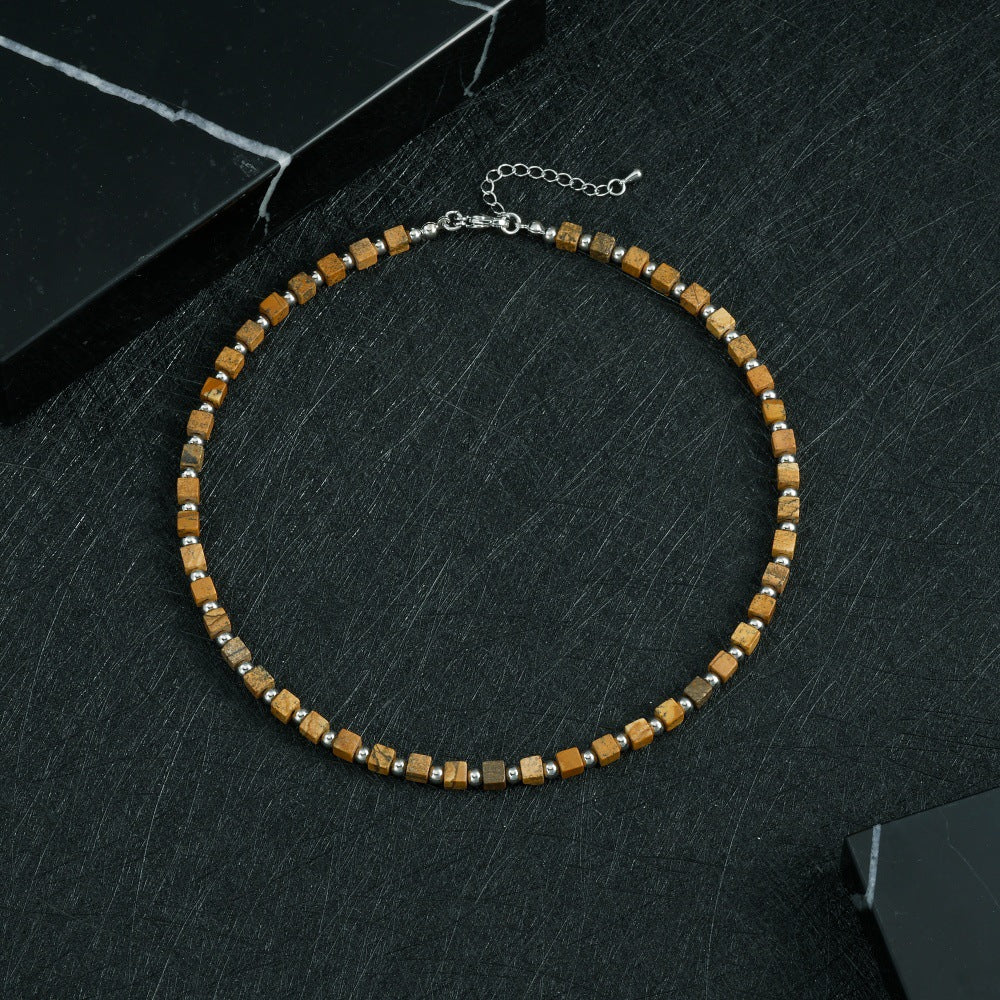 Bohemian Design Lapis Lazuli Bead Necklace Geometric Simple Women's Jewelry Accessory