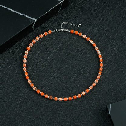 Bohemian Design Lapis Lazuli Bead Necklace Geometric Simple Women's Jewelry Accessory