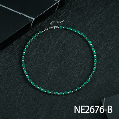 Bohemian Design Lapis Lazuli Bead Necklace Geometric Simple Women's Jewelry Accessory