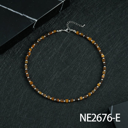 Bohemian Design Lapis Lazuli Bead Necklace Geometric Simple Women's Jewelry Accessory