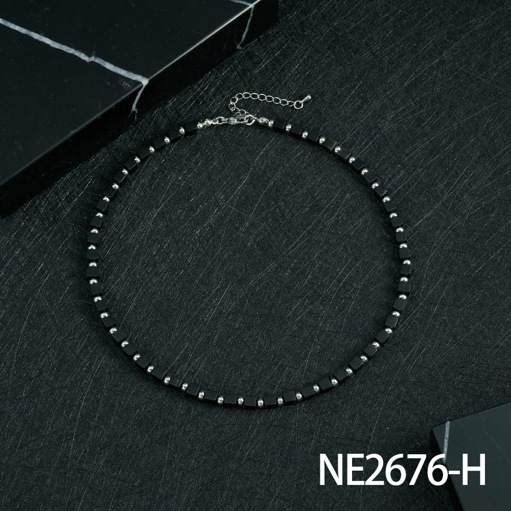 Bohemian Design Lapis Lazuli Bead Necklace Geometric Simple Women's Jewelry Accessory