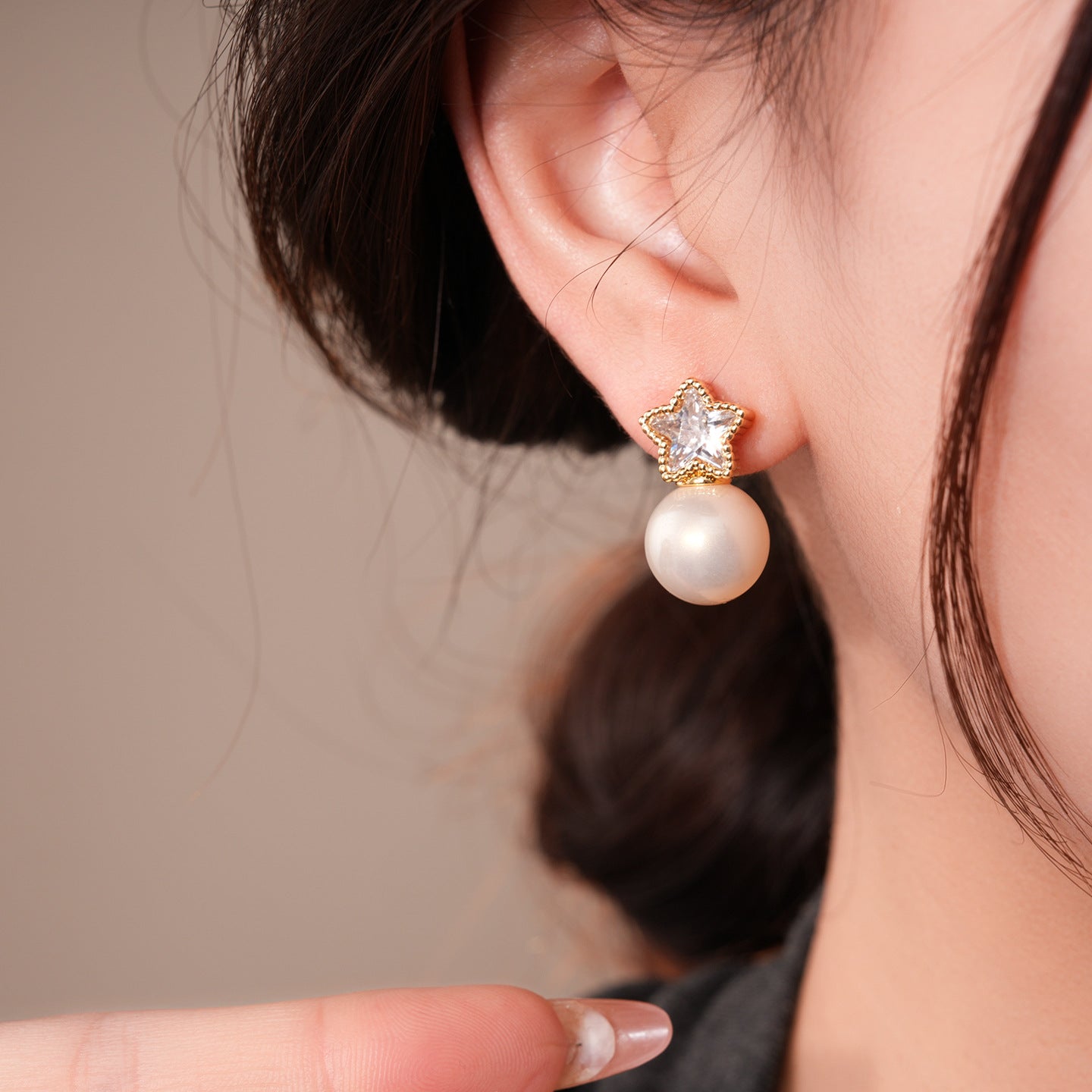 18K Gold Plated Vintage Zircon Star Pearl Stud Earrings For Women Jewelry Accessories