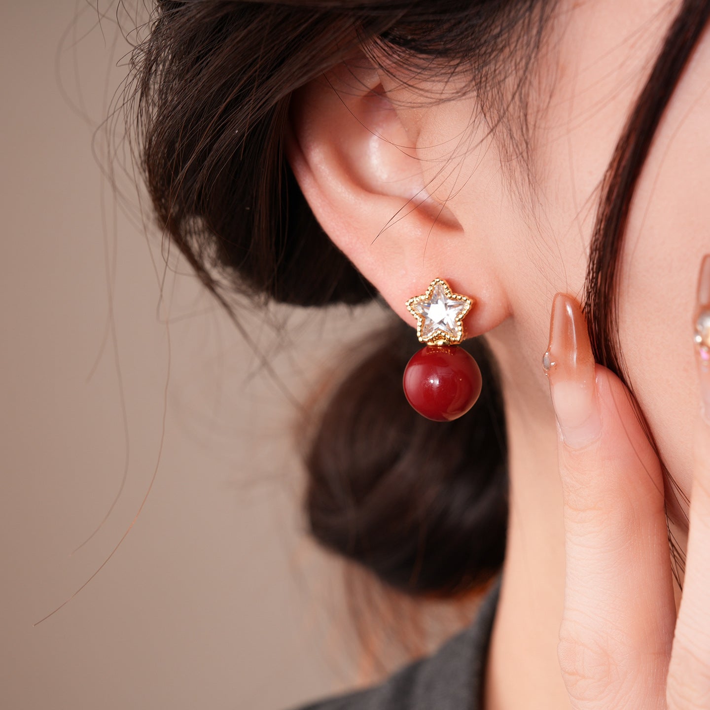 18K Gold Plated Vintage Zircon Star Pearl Stud Earrings For Women Jewelry Accessories